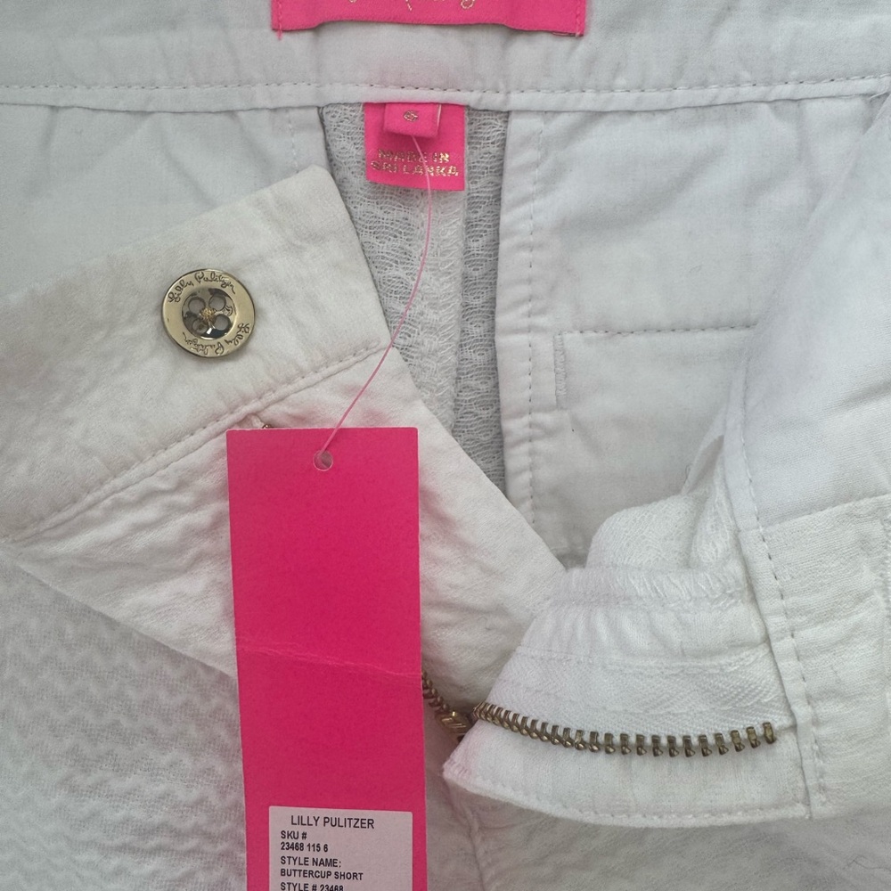 Lilly Pulitzer White Textured shorts  with Gold-Tone Hardware